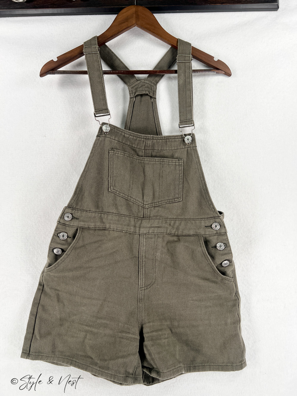 ROMWE Green Denim Overalls Medium Garden Cottagecore
